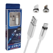 POWERMASTER IŞIKLI TELEFON ŞARJ KABLOSU ÜÇ UÇLU MANYETİK - 1
