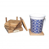 Barış Dizayn Ahşap Premium Standlı Bardak altlığı fincan altlığı çay tabağı (6lı set) Ceviz Vernikli - 1