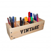 Barış Dizayn Doğal Ahşap 30cm Vintage Retro Tasarım Kalemlik Makyaj Masa Orgenizeri - 1