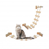 Barış Dizayn Doğal ahşap halatlı ipli kedi merdiveni kedi köprüsü duvar yürüyüş yolu kedi oyunu (75cm) - 1
