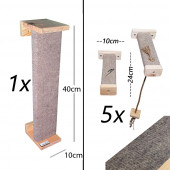 Barış Dizayn 10 Parça Doğal Ahşap Peluş Kedi Oyun Merdiveni Seti Köprü Platform Oyun Tırmalama(MegaSET4) - 4