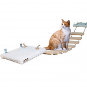 Barış Dizayn Peluş Basamaklı Kedi Köprüsü Peluş Raf Duvar Kedi Yolu Parkur Bej (130cm) - 1