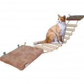 Barış Dizayn Peluş Basamaklı Kedi Köprüsü Peluş Raf Duvar Kedi Yolu Parkur Kahve (130cm) - 1