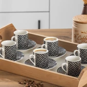 Porsima Perotti YX05 Desenli Porselen Fincan Takımı - Türk Kahvesi 6 Kişilik 90 cc - 1