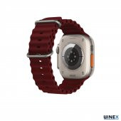 Winex 42-49mm Yeni Nesil Apple Uyumlu Akıllı Saat Kordonu Silikon Bordo - 3
