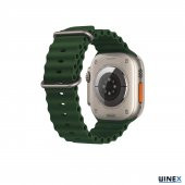Winex 42-49mm Yeni Nesil Apple Uyumlu Akıllı Saat Kordonu Silikon Koyu Yeşil - 3