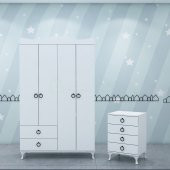 Garaj Home Sude Asansörlü Yıldız 4 Kapaklı Bebek Odası Takımı - Kombinli-UYKU SETİ-BEYAZ thumbnail 2