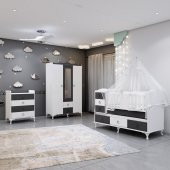 Garaj Home Elfin Gri Büyünen Asansörlü Bebek Odası Takımı -  Kombinli-UYKU SETİ-BEYAZ - 1
