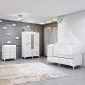 Garaj Home Elfin Ayıcıklı Büyünen Asansörlü Bebek Odası Takımı - Kombinli-UYKU SETİ-KREM - 1