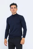 Erkek Slim Fit Düz Renk Balıkçı Yaka Boğazlı Kazak - 9