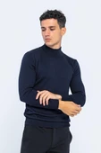 Erkek Slim Fit Düz Renk Balıkçı Yaka Boğazlı Kazak - 10