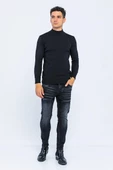 Erkek Slim Fit Düz Renk Balıkçı Yaka Boğazlı Kazak - 8