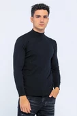 Erkek Slim Fit Düz Renk Balıkçı Yaka Boğazlı Kazak - 3