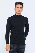 Erkek Slim Fit Düz Renk Balıkçı Yaka Boğazlı Kazak - 2
