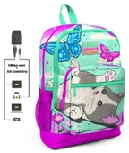 Coral High Sevimli Kedi ve Kelebek Kız Çocuk İlkokul Çanta Seti - USB Çıkışlı thumbnail 2