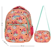 Waddell Turuncu Flamingo Somon Kız Çocuk İlkokul Çantası ve Beslenme Çantası thumbnail 2