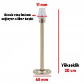Kapı Stoperi Tamponu 20 cm Krom Metal Vidalı Kapı Stopu Silikonlu - 3