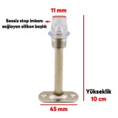 Kapı Stoperi Tamponu 10 cm Krom Metal Vidalı Kapı Stopu Silikonlu - 3