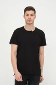Erkek Asimetrik Yırtık Detaylı Bisiklet Yaka Kısa Kollu Basic T-Shirt - 3