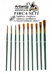 Fırça Seti 10 Lu Resim Fırçası 1 Paket Suluboya Akrilik Boya Guaj Boya Yağlı Boya Fırca Seti Kesik - 1
