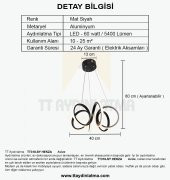 TT Aydınlatma TT318-SY  Hekza Modeli Mat Siyah Led Avize - 4
