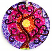 Güneşli Yaşam Ağacı Rengarenk Füzyon Cam Duvar Süsü - 1