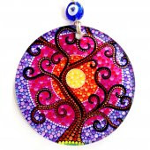 Güneşli Yaşam Ağacı Rengarenk Füzyon Cam Duvar Süsü - 2