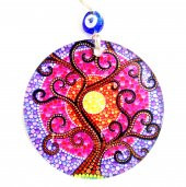 Güneşli Yaşam Ağacı Rengarenk Füzyon Cam Duvar Süsü - 3