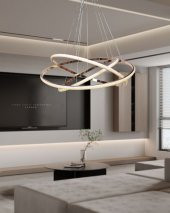 TT Aydınlatma TT300-3 FSR  Halka 3 lü Fransız Sarısı Kaplama Led Avize - 2