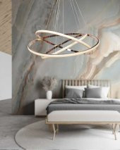 TT Aydınlatma TT300-3 FSR  Halka 3 lü Fransız Sarısı Kaplama Led Avize - 3