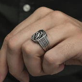 Akrep Desenli Taşsız 925 Gümüş Erkek Yüzük thumbnail 8