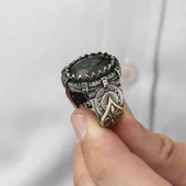 Oval Faset Kesim Yeşil Taşlı 925 Gümüş Erkek Yüzük thumbnail 9