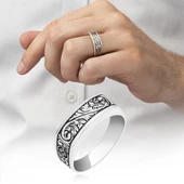 Kalem İşlemeli Motifli Gümüş Erkek Yüzük thumbnail 8