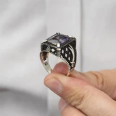 Zülfikar Desenli Kare Mistik Topaz Taşlı 925 Gümüş Erkek Yüzük thumbnail 9