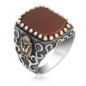 Baget Yeşil Taşlı 925 Gümüş Erkek Yüzük thumbnail 10