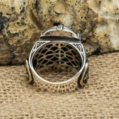 Oval Faset Kesim Yeşil Taşlı 925 Gümüş Erkek Yüzük thumbnail 8