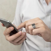 Kare Siyah Oniks Taşlı 925 Gümüş Erkek Yüzük thumbnail 7