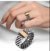 Çift Taraflı Ayyıldız Vatan Yazılı 925 Gümüş Erkek Yüzük thumbnail 9