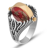 Çift Taraflı Ayyıldız Vatan Yazılı 925 Gümüş Erkek Yüzük thumbnail 4