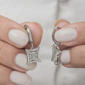 Zirkon Taşlı Süsleme 925 Gümüş Küpe - 1