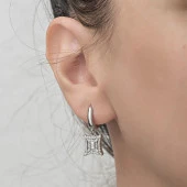 Zirkon Taşlı Süsleme 925 Gümüş Küpe - 4