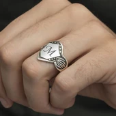Kişiye Özel Harfli 925 Gümüş Erkek Yüzük thumbnail 10
