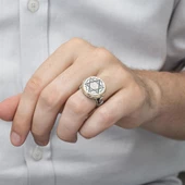 Mührü Süleyman İşleme 925 Gümüş Erkek Yüzük thumbnail 5