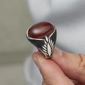 Oval Akik Taşlı 925 Gümüş Erkek Yüzük - 11