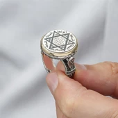 Mührü Süleyman İşleme 925 Gümüş Erkek Yüzük thumbnail 6