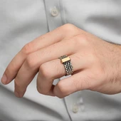 Burgulu Zincir Model 925 Ayar Gümüş Erkek Yüzük - 12