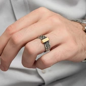 Burgulu Zincir Model 925 Ayar Gümüş Erkek Yüzük - 7