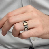 Burgulu Zincir Model 925 Ayar Gümüş Erkek Yüzük - 8