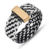 Burgulu Zincir Model 925 Ayar Gümüş Erkek Yüzük - 2