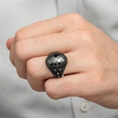 Siyah Kaplama Siyah Taşlı 925 Gümüş Erkek Yüzük thumbnail 8